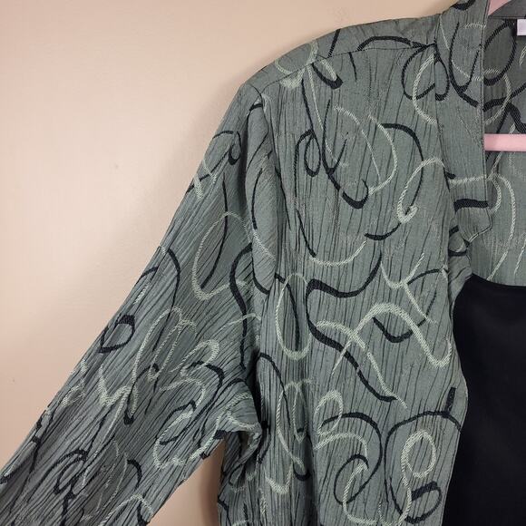 Dress Barn Green Print Button-Up Layered Blouse Size 22/24 - Picture 4 of 10